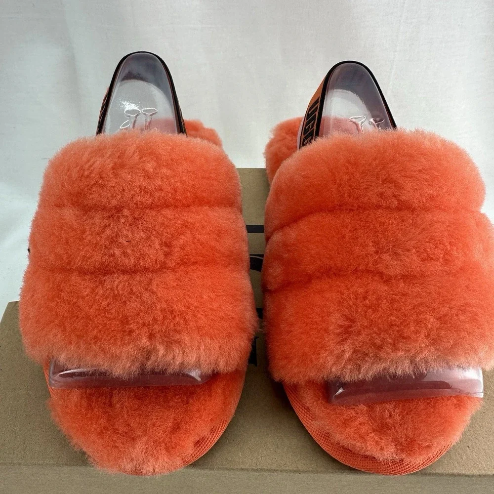 UGG Toddler Girls Fluff Yeah Slide Slippers Size 11T Hong Orange New w/ Box